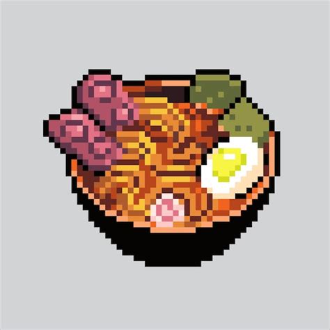 Premium Vector Pixel Art Illustration Ramen Pixelated Ramen Food