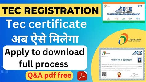 Tec Certificate Apply Online Csc Tec Registration How To Apply