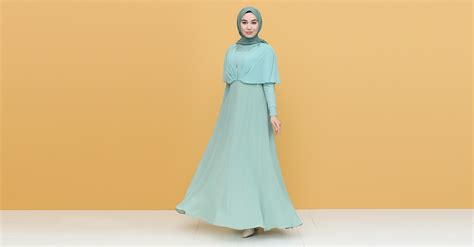 Mint Green Hijab Evening Dress Sefamerve