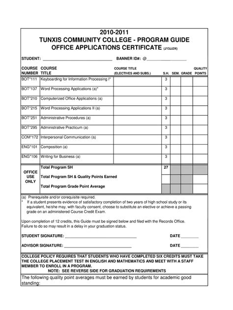 Fillable Online Tunxis Program Guide Office Bapplicationsb Certificate