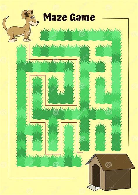 Educational Game For Children Help The Dog Run To Its Kennel Maze