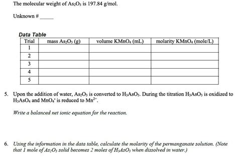 Solved Just Do For 2 Trials Find Molarity Molel Of Kmno4