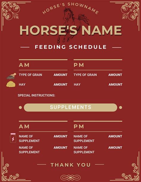 Custom horse feeding schedule fully editable – Artofit