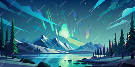 Northern Lights Vector Illustration Flat 2 Premium Ai Generated Vector