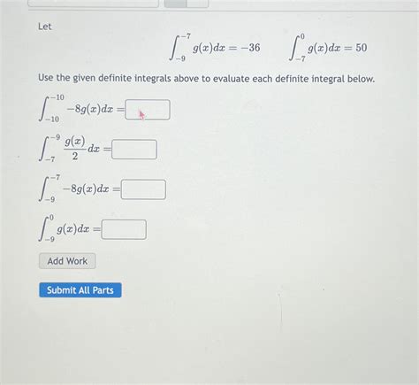 Solved Let∫ 9 7g X Dx 36 ∫ 70g X Dx 50use The Given