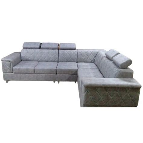 Cotton Seater L Shape Gray Sofa Set With Lounger At Rs Set In