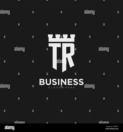 Initials Tr Logo Monogram With Shield And Fortress Design Vector