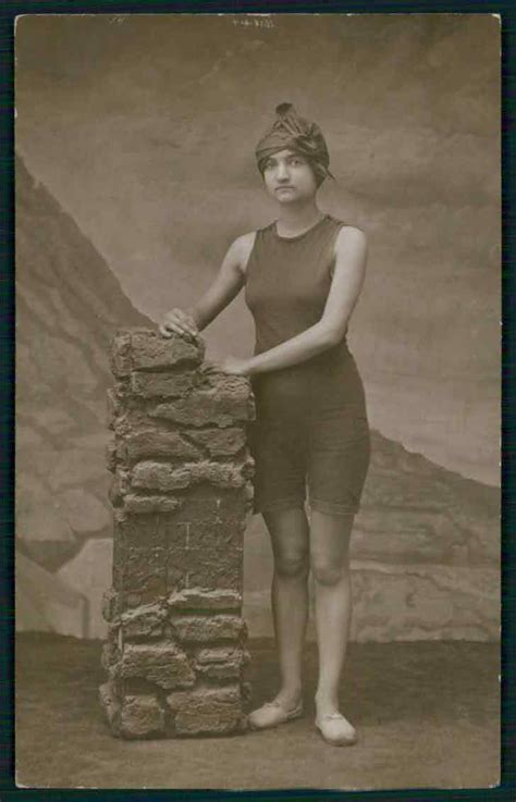 Bathing Beauty Swimsuit Risque Original C1910 1920s Photo Postcard Md16