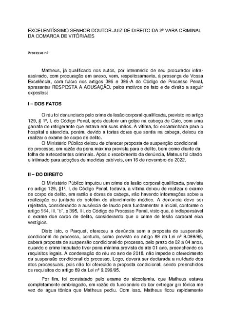 Caso 03 EXCELENTÍSSIMO SENHOR DOUTOR JUIZ DE DIREITO DA 2ª VARA