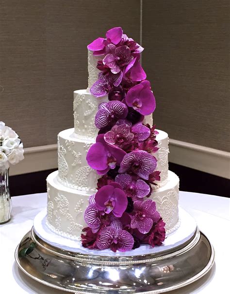 This Stunning Cake Has Intricate Piping Covering The Cake And A Gorgeous Cascade Of Fresh