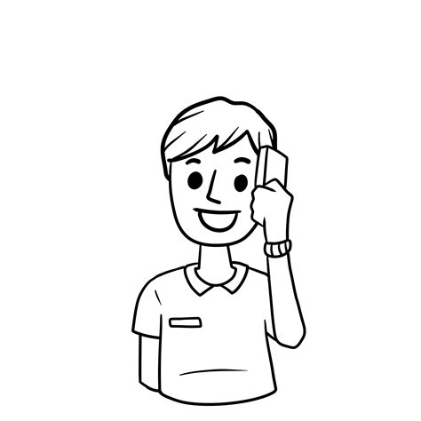 Cartoon Boy Talking On Phone