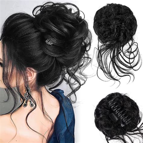 Haobuy Claw Clip Messy Bun Wavy Curly Hair Piece Chignon Ponytail