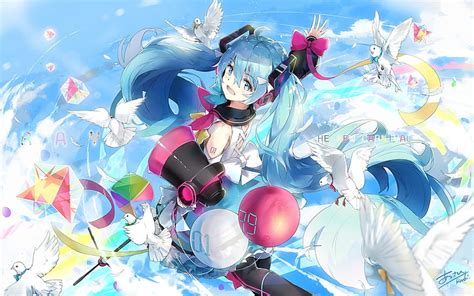 Hd Wallpaper Hatsune Miku Magical Mirai Vocaloid Aqua Hair