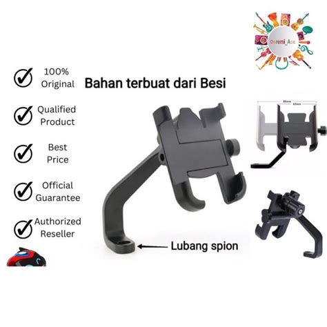 Holder Hp Motor Full Besi Aluminium Di Spion Motor Universal Lazada