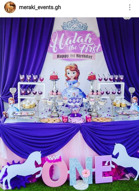 Sofia The First Birthday Party Dessert Table And Decor Pink And Gold