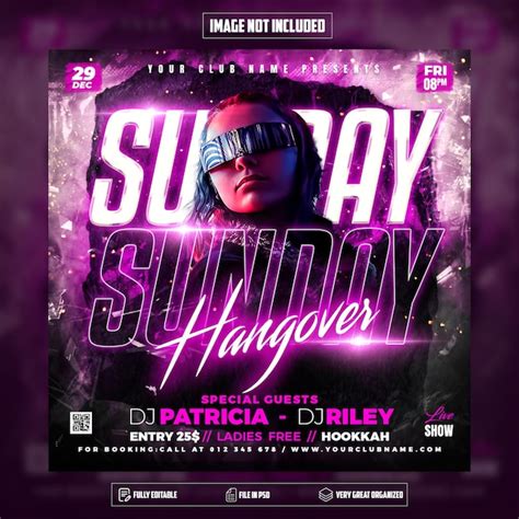 Premium Psd Psd Sunday Hangover Party Flyer Social Media Post And Web Banner