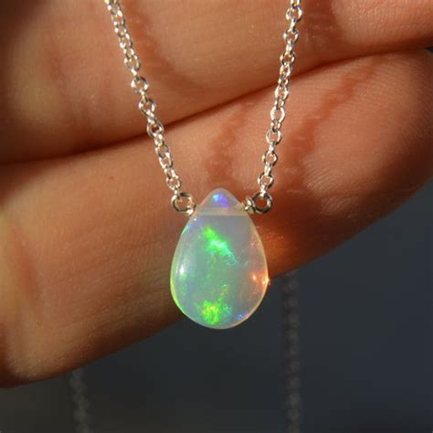 Ethiopian Opal Necklace Briolette On Sterling Silver