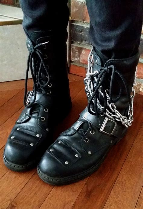 Stylish Punk Boots With Chains And Rivets