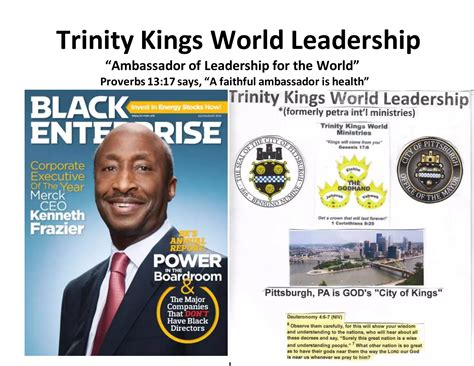 Trinity Kings World Leadership: King CEO, President, Chair Kenneth