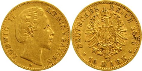 Bayern 10 Mark Gold 1876 D Ludwig II 1864 1886 Sehr schön MA Shops