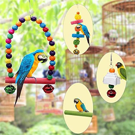 Mqupin Bird Parrot Swing Toy In Upgraded Swing Chewing Hanging