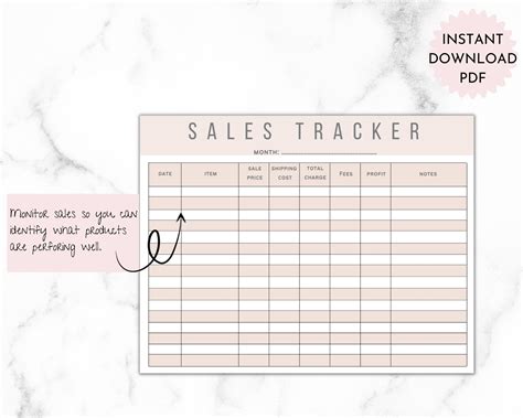 Sales Tracker Printable Template, Sales Log, Sale Profits Tracker, PDF ...