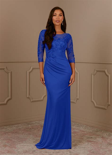 Azazie Fatemah Royal Blue Mermaid Scoop Lace Lace Dress Azazie CA