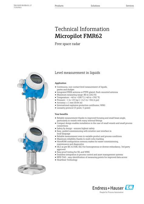 Pdf Micropilot Fmr Technical Information Cms Esi Info Level