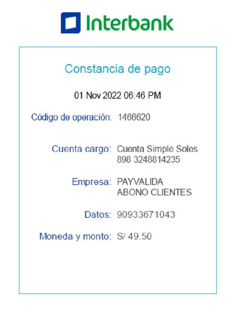 Constancia De Pago Interbank Pdf