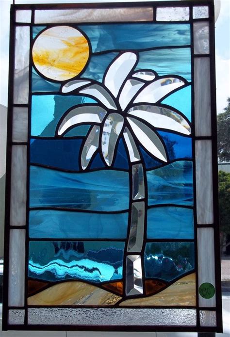 Stained Glass Beveled Palm Tree Panel By Luannekane On Etsy