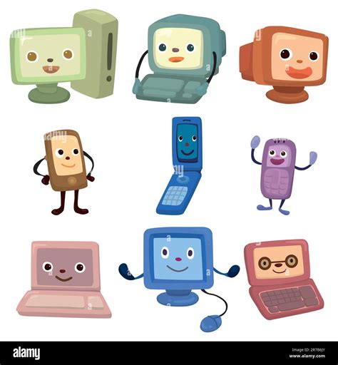 cartoon computer and phone face icon Stock Vector Image & Art - Alamy