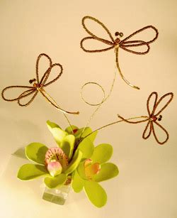 Green Orchid And Dragonfly Cake Topper