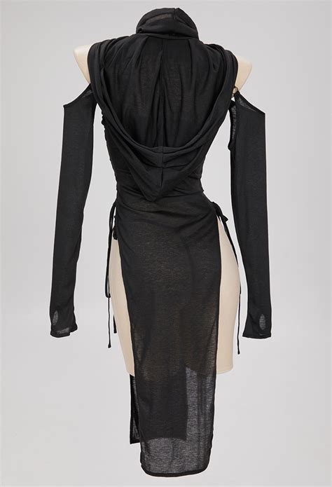 DARK BREATH Sexy Ninja Style Lingerie Set Gothic Lingerie Outfit Black Lace Up Slit Dress