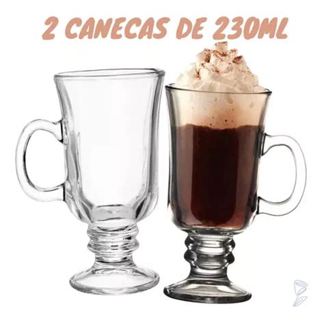 Jogo Canecas Vidro Irish Coffee Xicara Ta A Caf Capuccino Mercadolivre