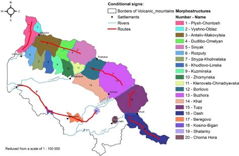 Map of the morphostructures of the Volcanic mountains and survey routes ...