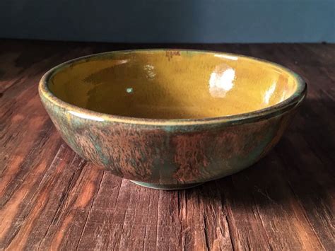 Rustic Handmade Pottery Soup Bowl Seafoam Green And Bright Etsy