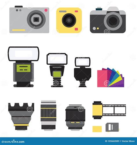 Camera Photo Vector Studio Icons Optic Lenses Types Stock Vector ...