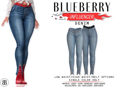 Second Life Marketplace Blueberry Influencer Split Front Flare Jeans Ice