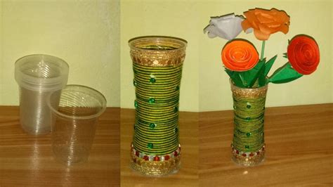 Plastic Glass Craft Disposal Ka Guldasta Flower Pot Kaise Banate Hain Art And Craft D