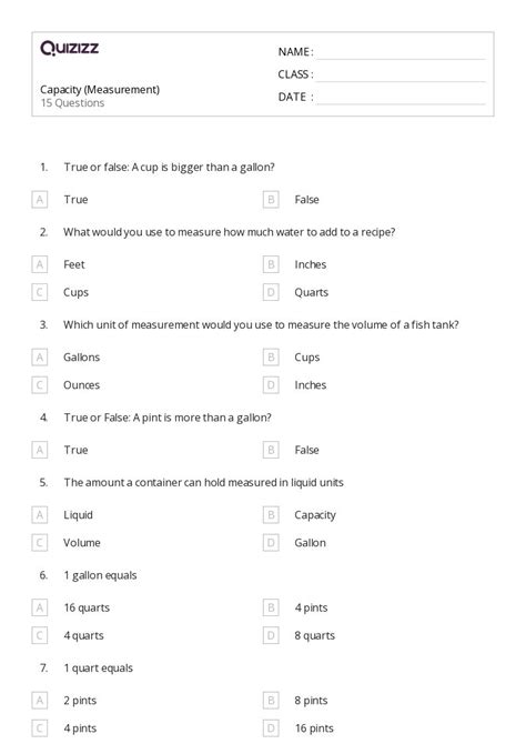 Measurement Worksheets For Rd Grade On Quizizz Free Printable