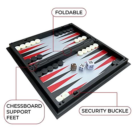 Leksak Games 10 Magnetic Chess Checkers Backgammon Set 3 In 1