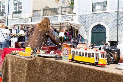 Feira Da Ladra Flea Market With National Pantheon In The Background In