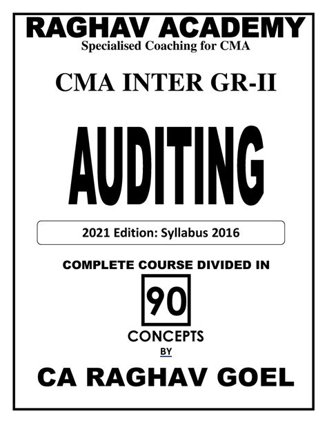 Auditing Book CMA Inter 2021 Edition By CA Raghav Goel 1 Specialised