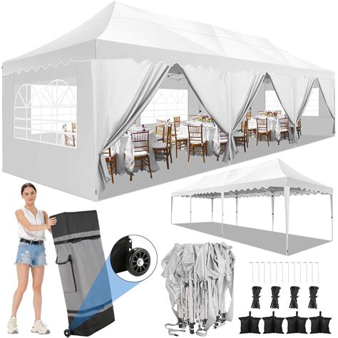 EZ 10'x30' Pop Up Canopy Tent, Waterproof, Sunproof, 8 Sidewalls, Heavy ...