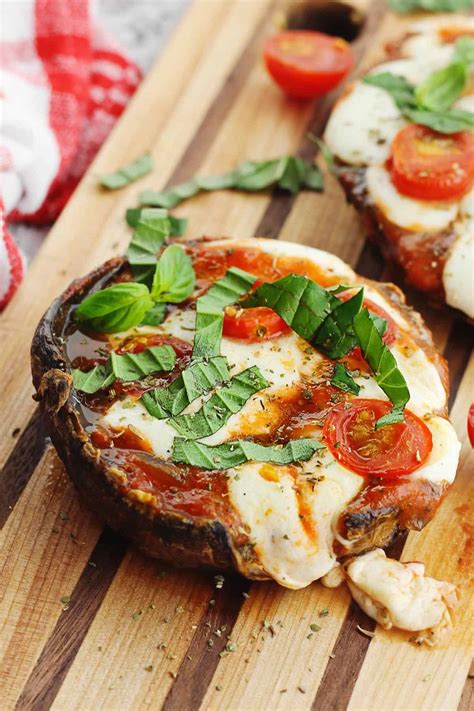 Quick Caprese Portobello Mushroom Pizzas Rhubarbarians