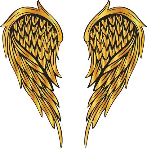 Vector Illustration Of Golden Wings Suitable For Sticker Poster Etc