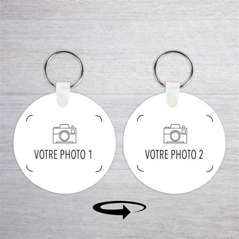 Porte Cl S Rond Photo Personnalis Recto Verso