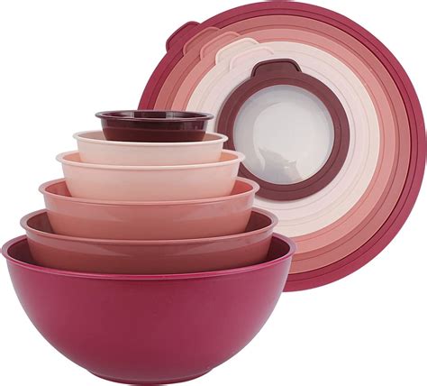 Cook With Color Mixing Bowls With Tpr Lids 12 Piece Plastic Nesting Bowls Set Includes 6 Prep