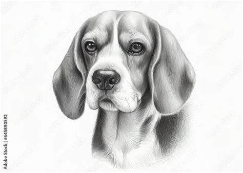Pencil Drawing of a Beagle Dog, Beagle Dog Portrait Stock Photo | Adobe ...