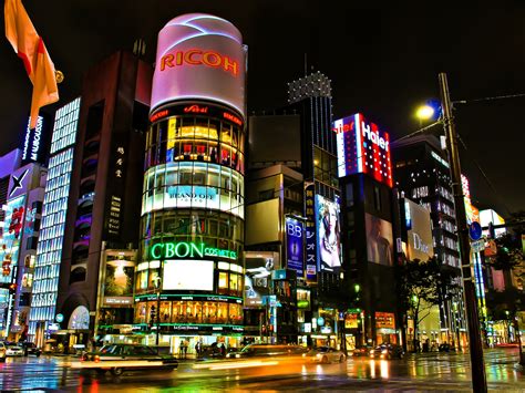 Tokyo Japan schöne Stadt Nacht Gebäude Geschäfte Straßen